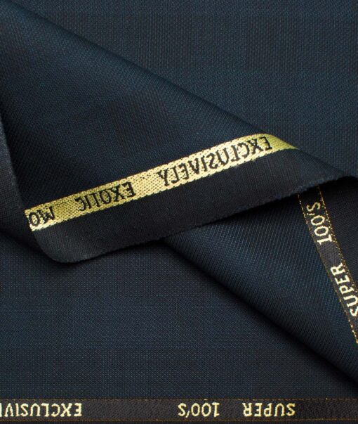 J.Hampstead Men's Wool Checks Super 100's  Unstitched Suiting Fabric (Dark Sea Green)