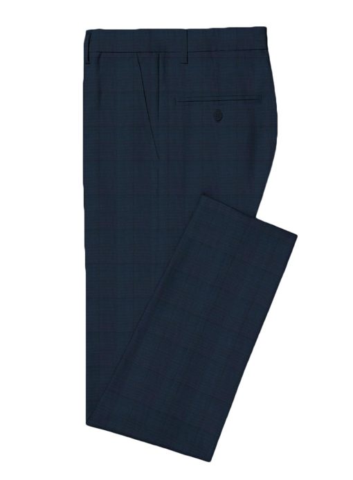 J.Hampstead Men's Wool Self Design Super 90's  Unstitched Suiting Fabric (Dark Blue)