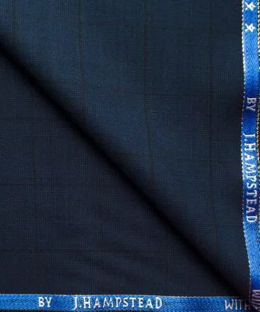 J.Hampstead Men's Wool Self Design Super 90's  Unstitched Suiting Fabric (Dark Blue)