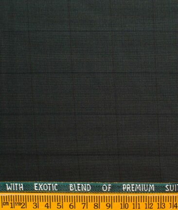 J.Hampstead Men's Wool Checks Super 90's  Unstitched Suiting Fabric (Dark Green)