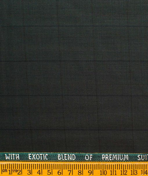 J.Hampstead Men's Wool Checks Super 90's  Unstitched Suiting Fabric (Dark Green)