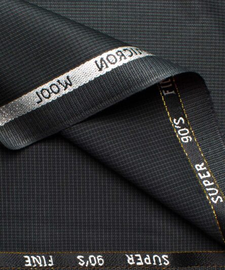 J.Hampstead Men's Wool Self Design Super 90's  Unstitched Suiting Fabric (Dark Grey)