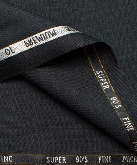 J.Hampstead Men's Wool Checks Super 90's  Unstitched Suiting Fabric (Dark Grey)