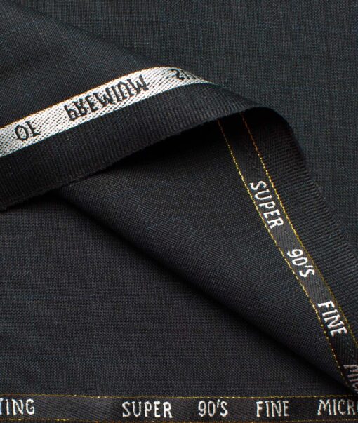 J.Hampstead Men's Wool Checks Super 90's  Unstitched Suiting Fabric (Dark Grey)