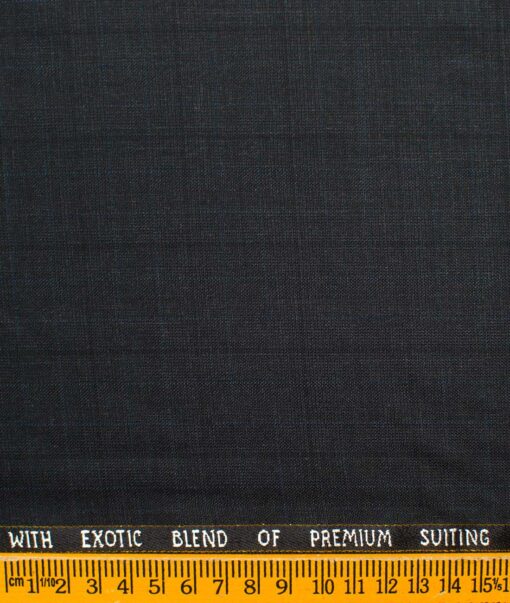 J.Hampstead Men's Wool Checks Super 90's  Unstitched Suiting Fabric (Dark Grey)