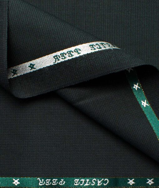 J.Hampstead Men's Wool Structured Super 90's  Unstitched Suiting Fabric (Dark Green)
