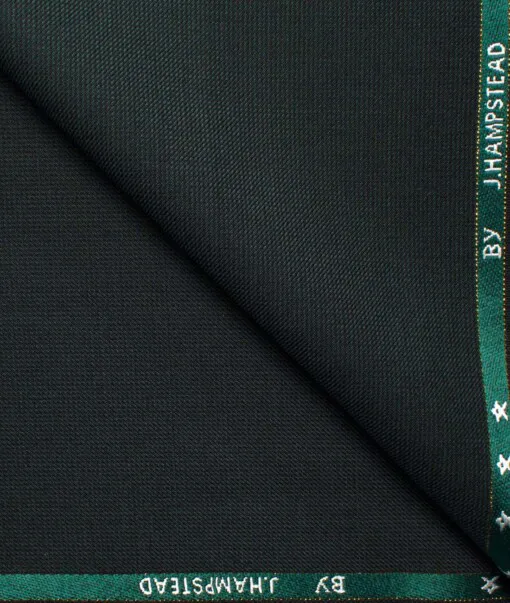 J.Hampstead Men's Wool Structured Super 90's  Unstitched Suiting Fabric (Dark Green)