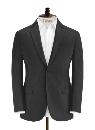 J.Hampstead Men's Wool Structured Super 90's  Unstitched Suiting Fabric (Dark Grey)