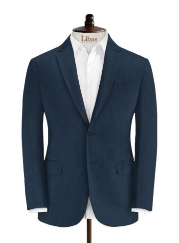 J.Hampstead Men's Wool Structured Super 90's  Unstitched Suiting Fabric (Dark Royal Blue)