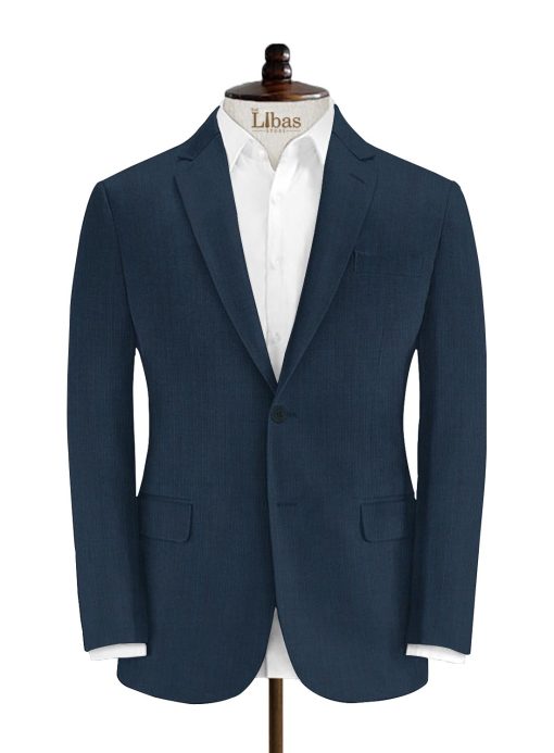J.Hampstead Men's Wool Structured Super 90's  Unstitched Suiting Fabric (Dark Royal Blue)