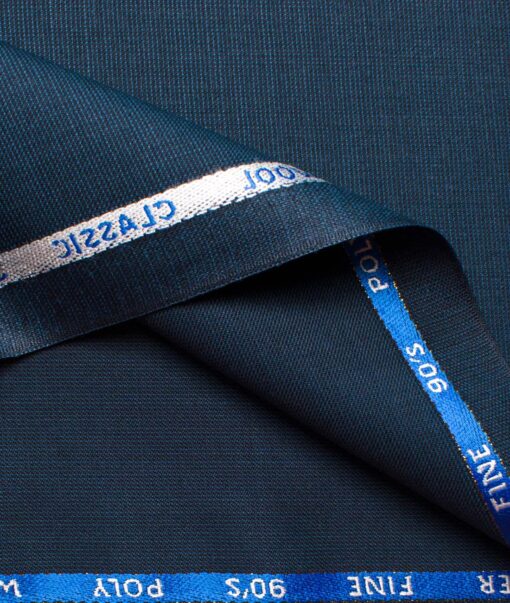 J.Hampstead Men's Wool Structured Super 90's  Unstitched Suiting Fabric (Dark Royal Blue)