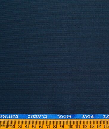 J.Hampstead Men's Wool Structured Super 90's  Unstitched Suiting Fabric (Dark Royal Blue)
