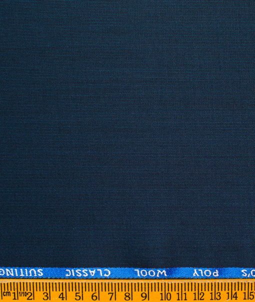 J.Hampstead Men's Wool Structured Super 90's  Unstitched Suiting Fabric (Dark Royal Blue)