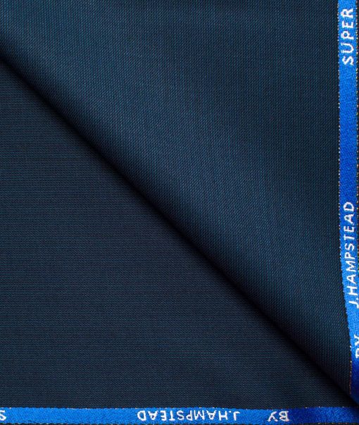 J.Hampstead Men's Wool Structured Super 90's  Unstitched Suiting Fabric (Dark Royal Blue)