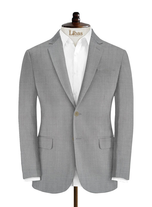 J.Hampstead Men's Wool Self Design Super 130's  Unstitched Suiting Fabric (Worsted Grey)