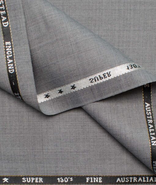 J.Hampstead Men's Wool Self Design Super 130's  Unstitched Suiting Fabric (Worsted Grey)