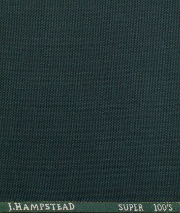 J.Hampstead Men's Wool Structured Super 100's 1.30 Meter Unstitched Trouser Fabric (Dark Sea Green)