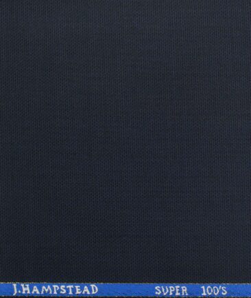 J.Hampstead Men's Wool Structured Super 100's 1.30 Meter Unstitched Trouser Fabric (Dark Blue)