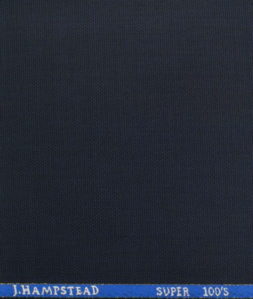 J.Hampstead Men's Wool Structured Super 100's 1.30 Meter Unstitched Trouser Fabric (Dark Blue)