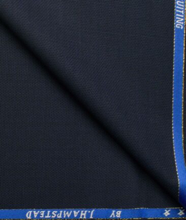 J.Hampstead Men's Wool Structured Super 100's 1.30 Meter Unstitched Trouser Fabric (Dark Blue)