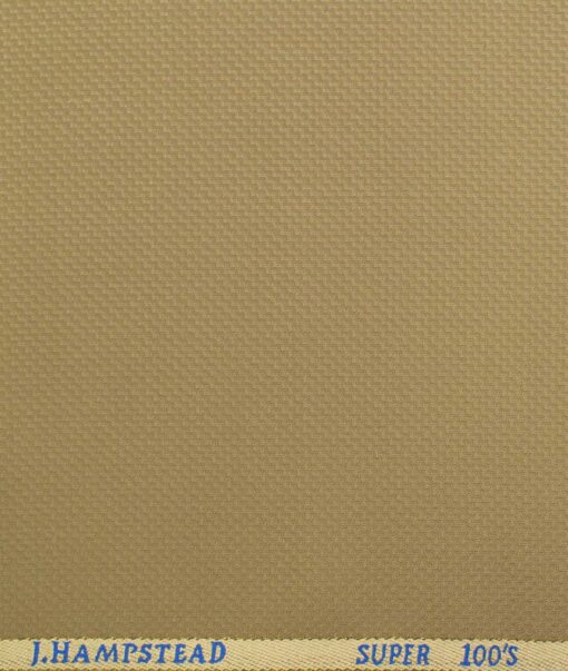 J.Hampstead Men's Wool Structured Super 100's 1.30 Meter Unstitched Trouser Fabric (Light Brown)