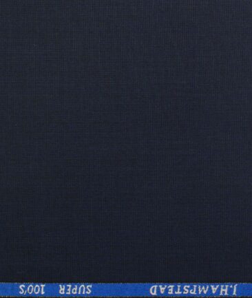 J.Hampstead Men's Wool Self Design Super 100's 1.30 Meter Unstitched Trouser Fabric (Dark Royal Blue)