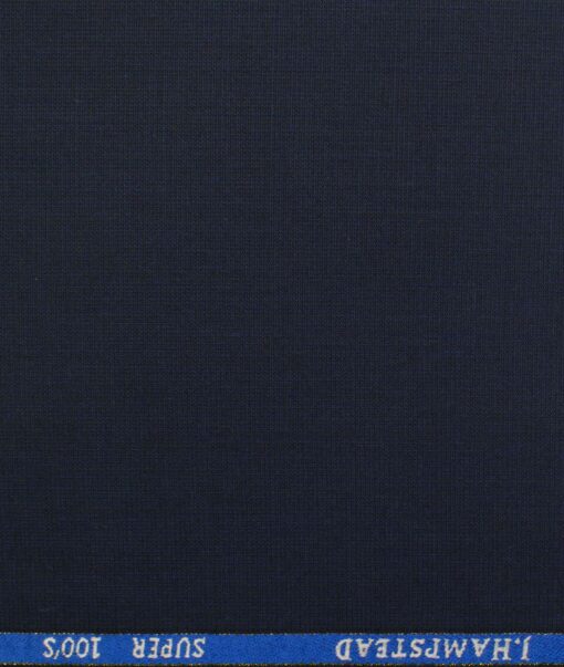 J.Hampstead Men's Wool Self Design Super 100's 1.30 Meter Unstitched Trouser Fabric (Dark Royal Blue)