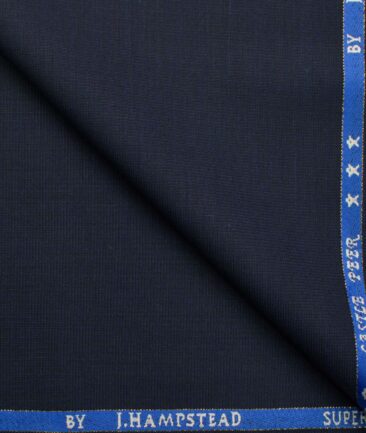 J.Hampstead Men's Wool Self Design Super 100's 1.30 Meter Unstitched Trouser Fabric (Dark Royal Blue)