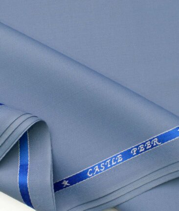 J.Hampstead Men's Wool Solids Super 90's 1.30 Meter Unstitched Trouser Fabric (Sky Blue)