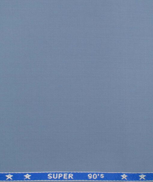 J.Hampstead Men's Wool Solids Super 90's 1.30 Meter Unstitched Trouser Fabric (Sky Blue)