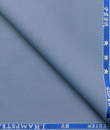 J.Hampstead Men's Wool Solids Super 90's 1.30 Meter Unstitched Trouser Fabric (Sky Blue)