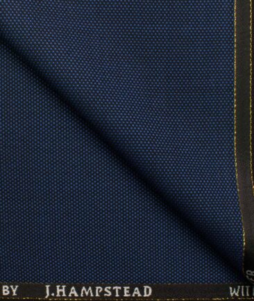 J.Hampstead Men's Wool Structured Super 90's 1.30 Meter Unstitched Trouser Fabric (Dark Royal Blue)