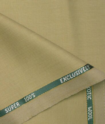 J.Hampstead Men's Wool Structured Super 100's 1.30 Meter Unstitched Trouser Fabric (Beige)