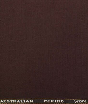J.Hampstead Men's Wool Solids  1.30 Meter Unstitched Trouser Fabric (Dark Wine)