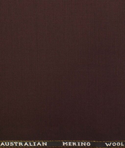 J.Hampstead Men's Wool Solids  1.30 Meter Unstitched Trouser Fabric (Dark Wine)