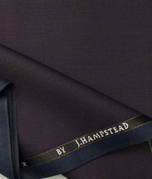 J.Hampstead Men's Wool Self Design Super 100's 1.30 Meter Unstitched Trouser Fabric (Dark Wine)