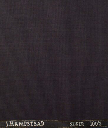 J.Hampstead Men's Wool Self Design Super 100's 1.30 Meter Unstitched Trouser Fabric (Dark Wine)