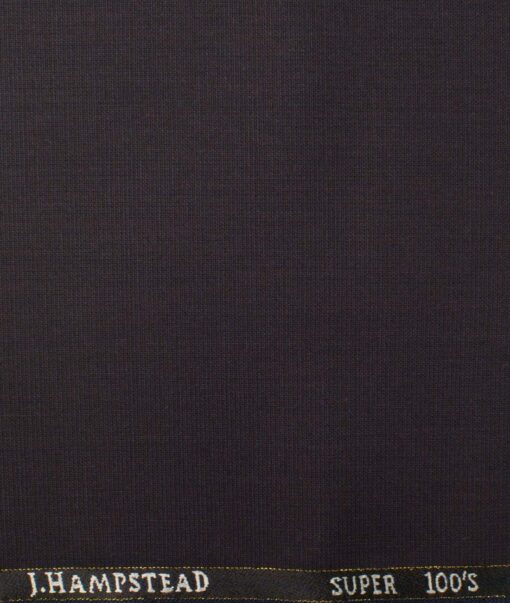 J.Hampstead Men's Wool Self Design Super 100's 1.30 Meter Unstitched Trouser Fabric (Dark Wine)