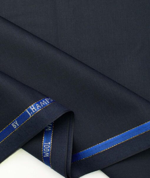 J.Hampstead Men's Wool Solids  1.30 Meter Unstitched Trouser Fabric (Dark Navy Blue)