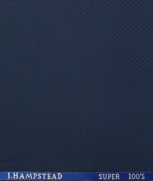 J.Hampstead Men's Wool Structured Super 100's 1.30 Meter Unstitched Trouser Fabric (Dark Blue)