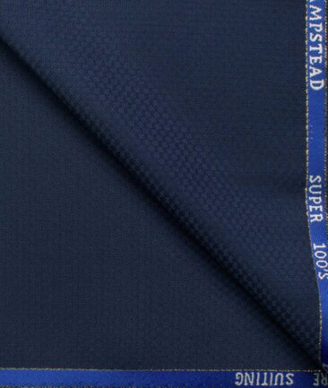 J.Hampstead Men's Wool Structured Super 100's 1.30 Meter Unstitched Trouser Fabric (Dark Blue)