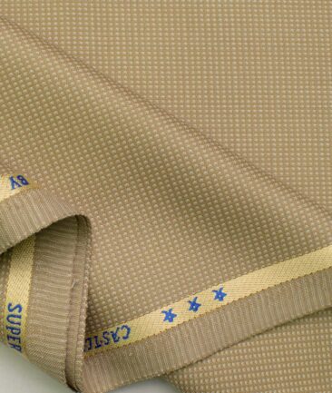 J.Hampstead Men's Wool Structured Super 100's 1.30 Meter Unstitched Trouser Fabric (Beige)