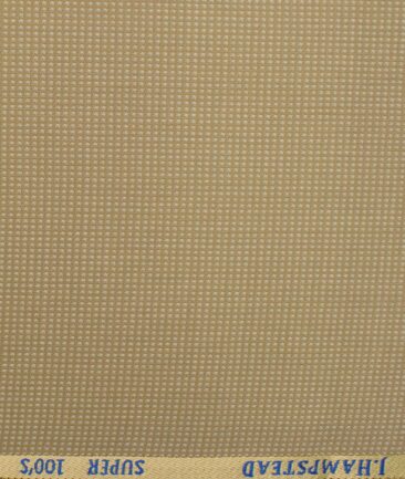 J.Hampstead Men's Wool Structured Super 100's 1.30 Meter Unstitched Trouser Fabric (Beige)