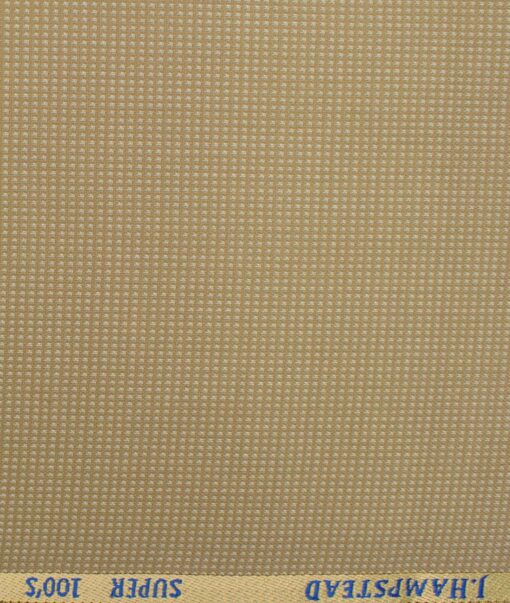 J.Hampstead Men's Wool Structured Super 100's 1.30 Meter Unstitched Trouser Fabric (Beige)