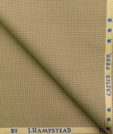 J.Hampstead Men's Wool Structured Super 100's 1.30 Meter Unstitched Trouser Fabric (Beige)