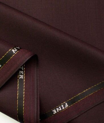 J.Hampstead Men's Wool Self Design  1.30 Meter Unstitched Trouser Fabric (Dark Wine)
