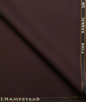J.Hampstead Men's Wool Self Design  1.30 Meter Unstitched Trouser Fabric (Dark Wine)