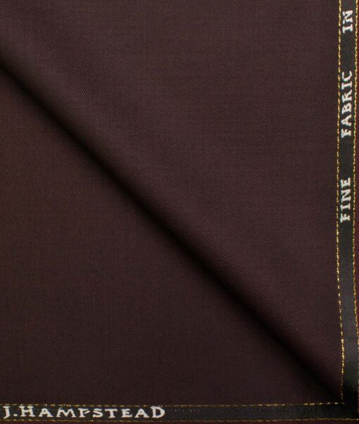 J.Hampstead Men's Wool Self Design  1.30 Meter Unstitched Trouser Fabric (Dark Wine)
