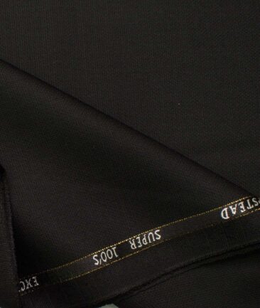 J.Hampstead Men's Wool Structured Super 100's 1.30 Meter Unstitched Trouser Fabric (Black)