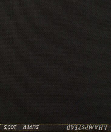 J.Hampstead Men's Wool Structured Super 100's 1.30 Meter Unstitched Trouser Fabric (Black)